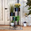 Summerfield Terrace Three-Tier Matte Black Metal Plant Stand