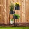 Summerfield Terrace Three-Tier Matte Black Metal Plant Stand