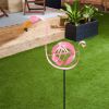 Accent Plus Twirling Metal Pink Flamingo Garden Stake