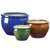 Accent Plus Embossed Jewel Tone Ceramic Planter Set