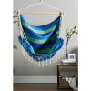 Accent Plus Hammock Chair with Tassel Fringe - Blue and Green Stripes