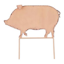 Accent Plus Corrugated Metal Garden Stake - Pig