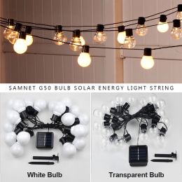 LED Solar Light Outdoor Garland Street G50 Bulb String Light As Christmas Decoration Lamp For Garden Indoor Holiday Lighting - Warm-color-B - 5m-20LED