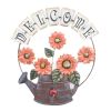 Iron Welcome Hanging Sign Metal Kettle Orange Sunflower Outdoor Garden Wall Hanging Sign Villa Courtyard Decor - Default