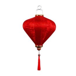 14 Inches Red Diamond Shaped Cloth Lantern Festival Decorative Outdoor Hanging Paper Lantern Chinese Style Wedding Props Lampshade - Default