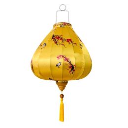 12 Inches Yellow Plum Blossom Satin Cloth Lantern Chinese Hanging Paper Lanterns Festival Decoration for Outdoor Party Wedding Garden - Default