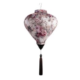 12" Grey Rose Chinese Cloth Lantern Traditional Festival Lampshade Decorative Hanging Paper Lantern - Default