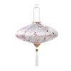 12" Chinese Cloth Lantern Traditional Festival Lampshade UFO Shaped Decorative Hanging Paper Lantern, Grey Butterfly Floral - Default