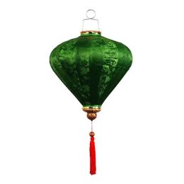 14 Inches Green Diamond Shaped Cloth Lantern Festival Decorative Outdoor Hanging Paper Lantern Chinese Style Wedding Props Lampshade - Default