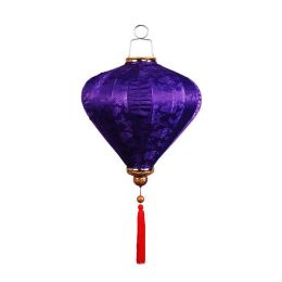 14 Inches Purple Diamond Shaped Cloth Lantern Festival Decorative Outdoor Hanging Paper Lantern Chinese Style Wedding Props Lampshade - Default