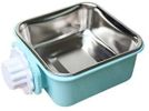 Stainless Steel Pet Crate Bowl Removable Cage Hanging Bowls with Bolt Holder for Pets - blue