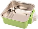 Stainless Steel Pet Crate Bowl Removable Cage Hanging Bowls with Bolt Holder for Pets - green