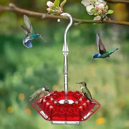 Hummingbird Feeder Outdoor Hanging Six Sides Hooked Bird Feeder - Red