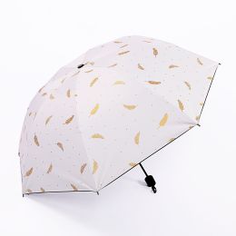 Fresh fruit umbrellas Folded by students Anti ultraviolet sun protection sunshade Female rain and shine umbrellas Folded - Feather white - Auto Auto