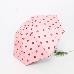 Fresh fruit umbrellas Folded by students Anti ultraviolet sun protection sunshade Female rain and shine umbrellas Folded - Bear Pink - Auto Auto