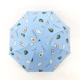 Fresh fruit umbrellas Folded by students Anti ultraviolet sun protection sunshade Female rain and shine umbrellas Folded - Blue avocado - Manual