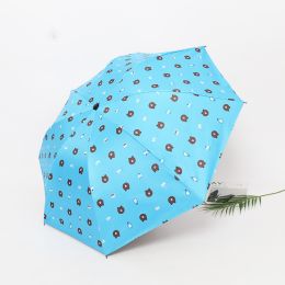 Fresh fruit umbrellas Folded by students Anti ultraviolet sun protection sunshade Female rain and shine umbrellas Folded - Bear Blue - Auto Auto