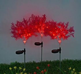 Patio Pathway Porch Backyard LED Solar Coral Stake Garden Light Rechargeable - Red