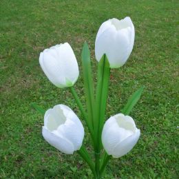 LED Tulip Flower Stake Light Solar Energy Rechargeable Garden Patio Pathway - White