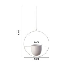 Modern Planter Flower Pot Plant Holder Metal Hanging Planter - White-round