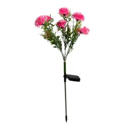 LED Dandelion Flower Stake Light Solar Energy Rechargeable for Outdoor Garden  - Pink