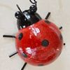 Set of 4 Cute Metal Ladybugs Garden Sculptures & Statues  - Red