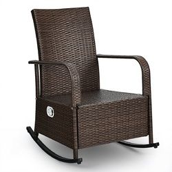 Patio Wicker Porch Garden Lawn Reclining Rocking Chair - HW61535