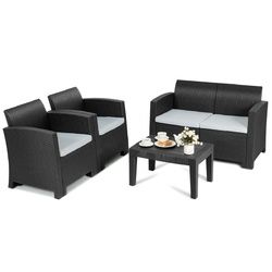 4 Piece Patio Molded Rattan Sectional Sofa Set - HW60901+