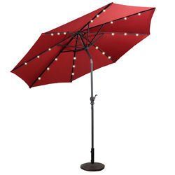 10' Patio Solar Umbrella with Crank and LED Lights - OP2805