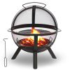 Ikuby ball style fire pit ball of fire with BBQ grill - as Pic