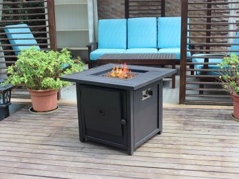 Upland 30&rdquo; Slat Top Gas Fire Pit Table-Brown - as Pic