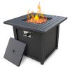 Upland 28&rdquo; Slat Top Gas Fire Pit Table-Black - as Pic