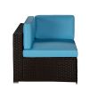 Outdoor Garden Patio Furniture 6-Piece Brown PE Rattan Wicker Sectional  Cushioned Sofa Sets - Blue