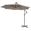 10 Feet Patio Solar Powered Cantilever Umbrella with Tilting System - Coffee