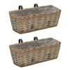 vidaXL Balcony Planter 2 pcs Wicker with PE Lining 15.7" - Brown