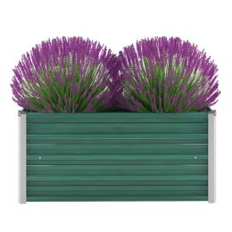 vidaXL Garden Raised Bed Galvanized Steel 39.4"x15.7"x17.7" Green - Green