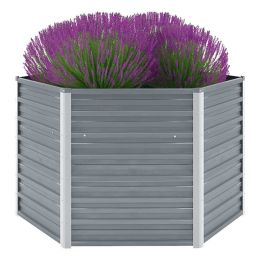 vidaXL Garden Raised Bed Galvanized Steel 50.8"x50.8"x31.3" Gray - Grey