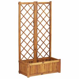 vidaXL Raised Bed with Trellis 31.5"x15"x59.1" Solid Acacia Wood - Brown