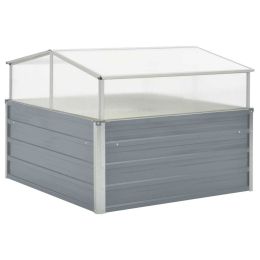 vidaXL Greenhouse 39.4"x39.4"x33.5" Galvanized Steel Gray - Grey