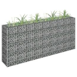 vidaXL Gabion Raised Bed Galvanized Steel 70.9"x11.8"x35.4" - Silver