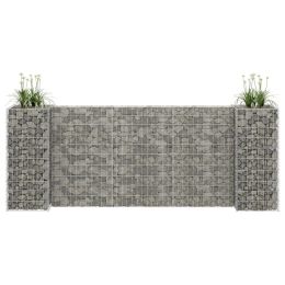 vidaXL H-Shaped Gabion Planter Steel Wire 102.4"x15.7"x39.4" - Silver