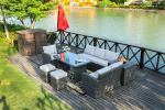 Direct Wicker 7 PCS Outdoor PE Rattan Wicker Sofa Rattan Patio Garden Furniture, With Wide Cabinet, Gray - Grey