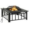 vidaXL Garden Fire Pit with Poker 31.9"x31.9"x18.5" XXL Steel - Black