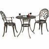 Outdoor Patio Furniture Set Cast Aluminum 3pcs Bistro Table Set  - Bronze - Patio Furniture