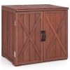 Storage Cabinet with Double Doors Solid Fir Wood Tool Shed Garden Organizer - Reddish Brown - Wood, Fir Wood