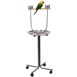 The Pet Bird Stand 51 Inch Bird Parrot Play Stand Perch With Pan Feeding Cups - gray - bird