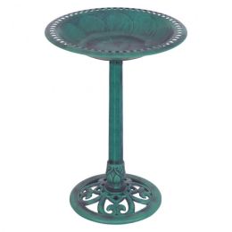 New Design Outdoor Garden Green Pedestal Bird Bath Feeder - green - bird