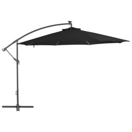 vidaXL Cantilever Umbrella with Aluminum Pole 137.8" Black - Black