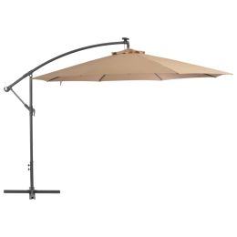 vidaXL Cantilever Umbrella with Aluminum Pole 137.8" Taupe - Brown