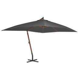 vidaXL Cantilever Umbrella with Wooden Pole 157.5"x118.1" Anthracite - Anthracite